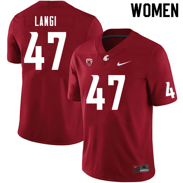 Women #47 Lolani Langi Washington State Cougars College Football Jerseys Sale-Crimson